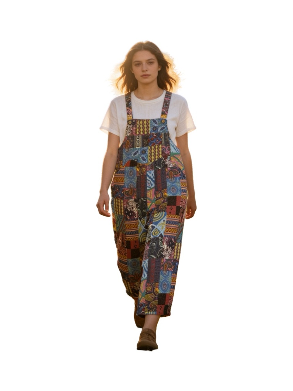 Women’s Boho Patchwork Multicolor Jumpsuit – XL - Picture 3 of 17
